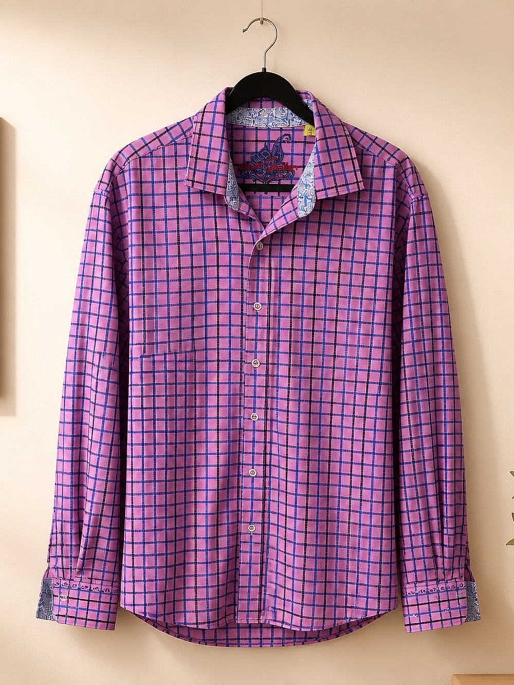Robert Graham Pink and Blue Grid Button-Down Shirt